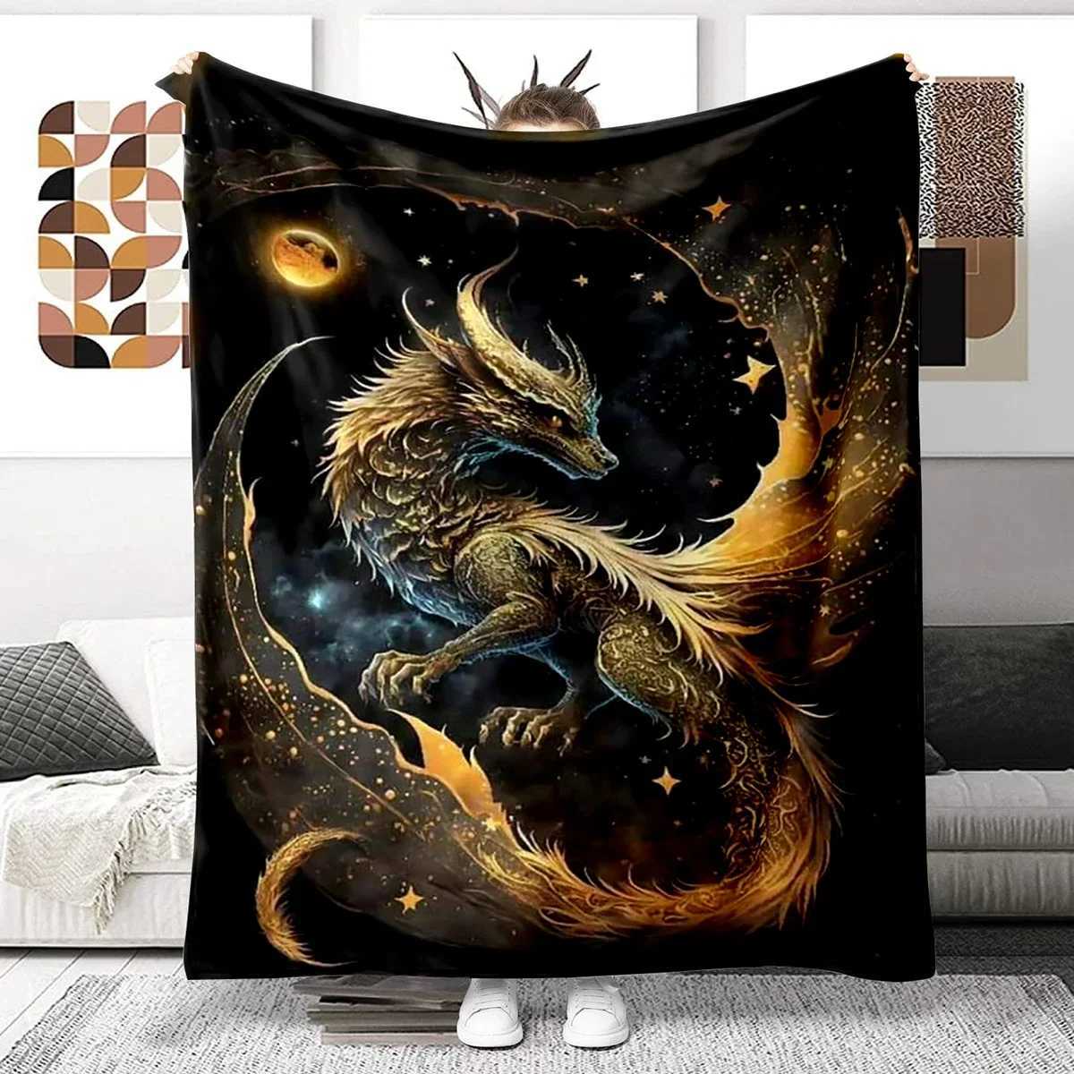 Animal Dragon Blanket Ultra Lightweight Soft Plush Flannel Throws Blanket for Sofa Bed Couch best Office GiftsXJ240813