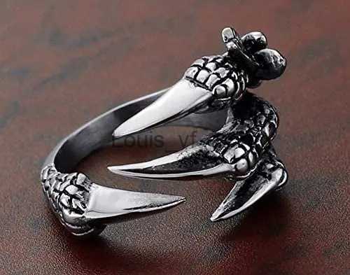 Cluster Rings 1 Titanium Steel Eagle Dragon Claw Halloween Skull Ring Hot Selling Mens Leading Open Rock Animal Jewelry H240813