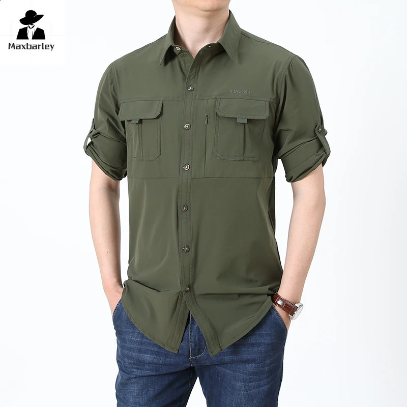 Summer jacket Upf 50sun protection fishing shirt mens quick drying long sleeved mesh breathable hiking cargo 240812
