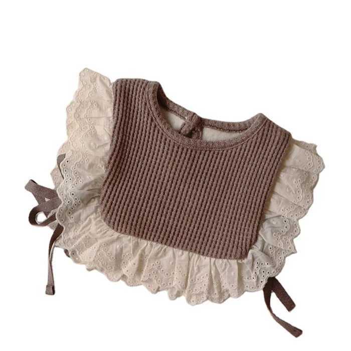 Bibs Burp Cloths 2024 Autumn New Baby Girl Lace Vest Sweet Hollow Out Princess Sleeveless Outerwear Cotton Newborn Infant Bib Knitted Vest 0-3YL4812