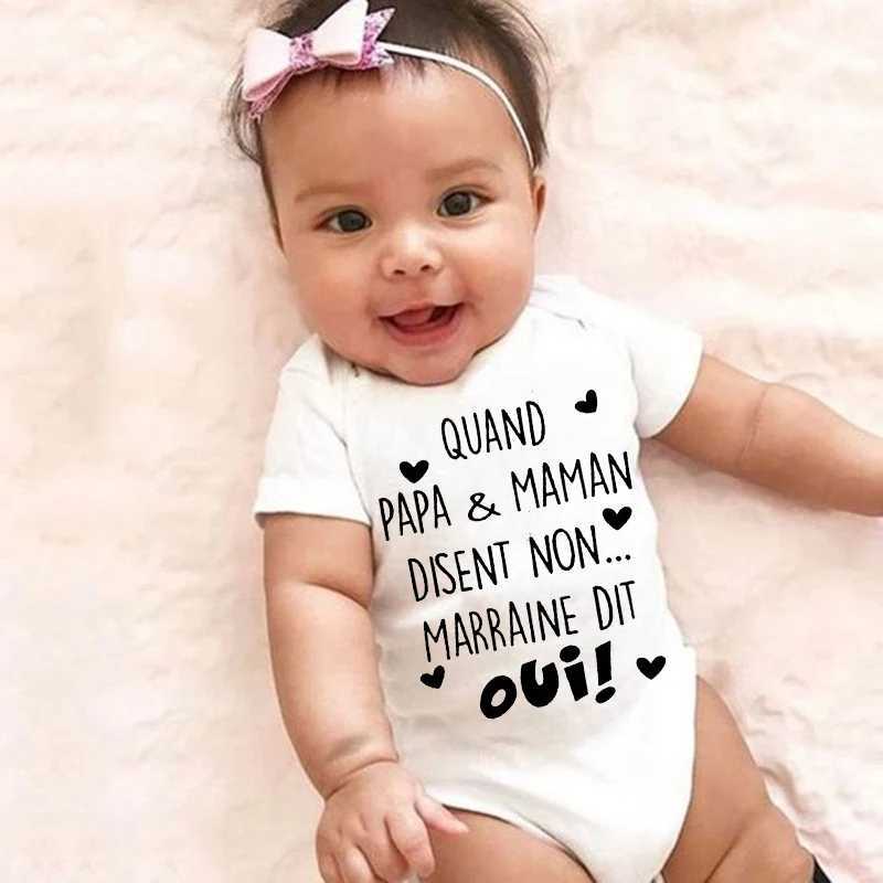 Fun newborn bodysuits for Quand mom and dad Disent unmarried Dit OUI summer bodysuits baby jumpsuits childrens clothing for boys and girls W240812