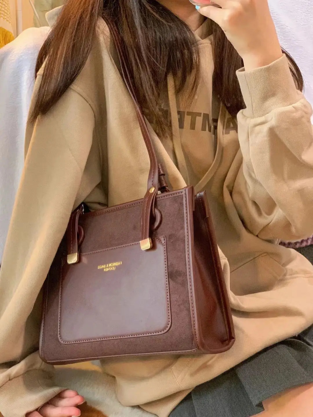 JIAERDI Vintage Square Messenger Bag Women Leather Casual Large Capacity Y2k Handbag Ladies Harajuku Brown Shoulder Tote Bags 240813