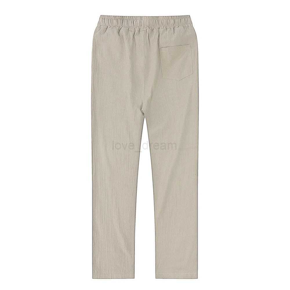 2024 New Mens Cotton Linen Cargos Pants Male Summer Breathable Solid Color Linen Trousers Fitness Streetwear Pantalones HombreXJ240813