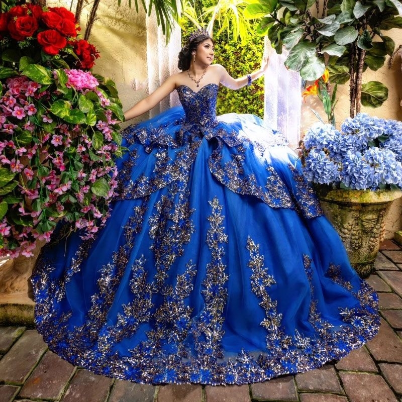 Royal Blue Quinceanera Dress 2024 Off Shoulder Lace Appliques Crystal Sweetheart Princess Sweet 16 vestidos de 15 Birthday Ball Gown