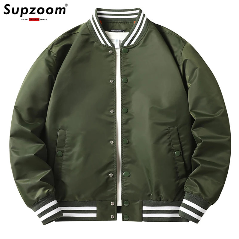Supzoom arrivals ribbed cotton fashionable single chest casual pilot Ins bomber baseball jacket loose open top pure cotton jacket240812