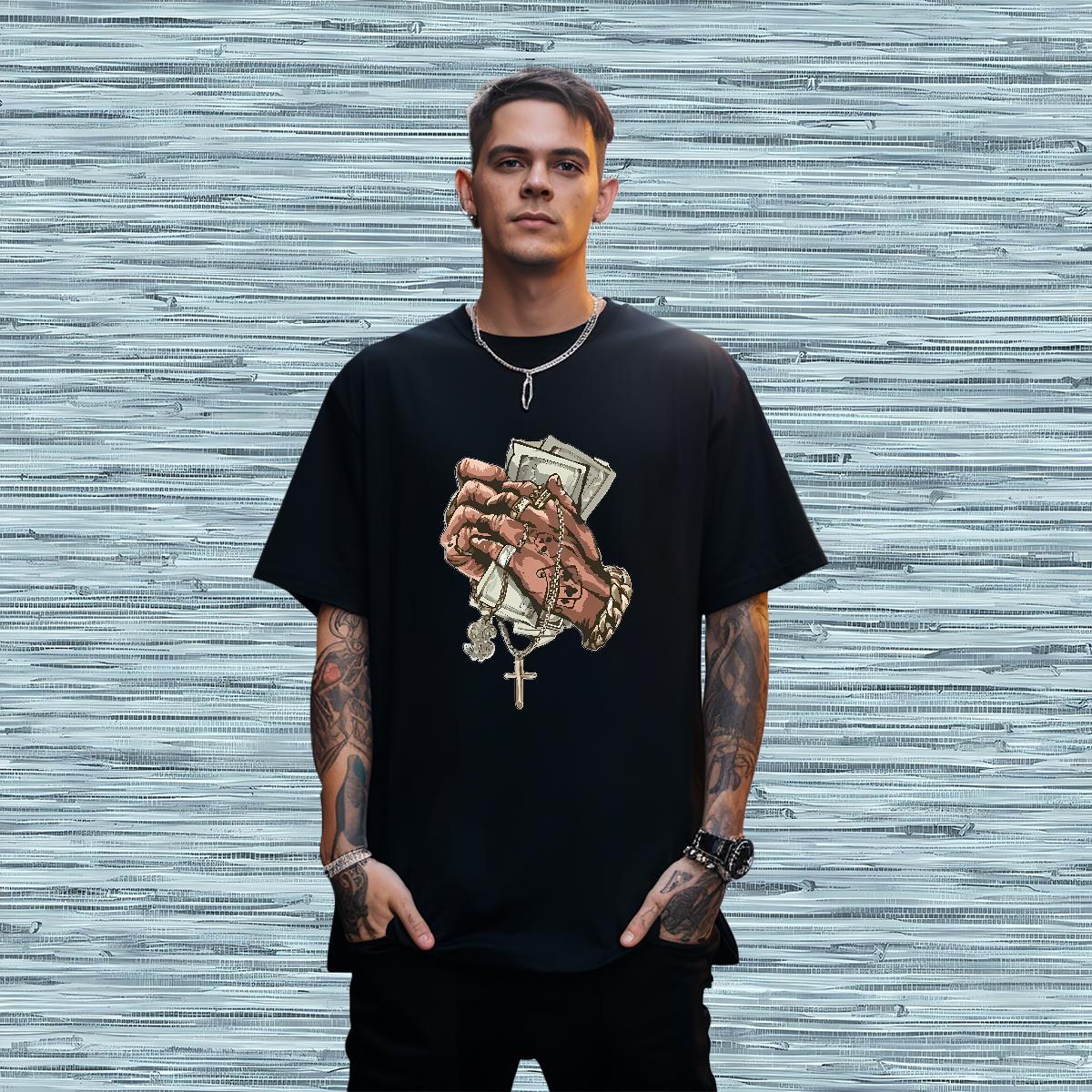 Men T Shirts 230g Cotton hands Summer Casual Breathable Crew Neck Anime Men Tshirts Fashion Casual Brand Wear