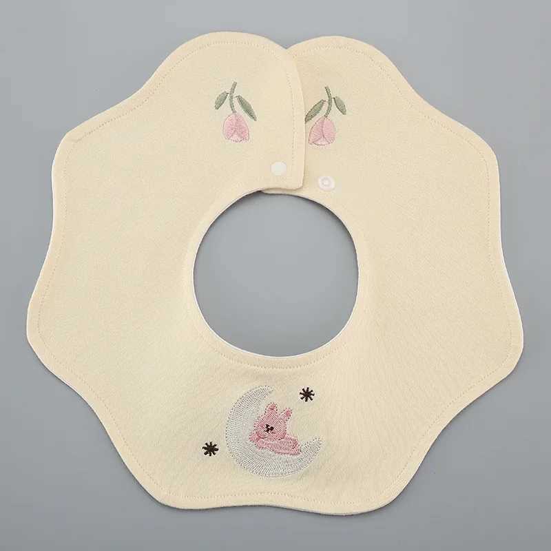 Bibs Burp Cloths Summer Cotton Waterproof Baby Bibs New Embroidery Infant Bib Newborn Burp Cloths for Kids Boys Girls Soft Feeding Saliva TowelL4812