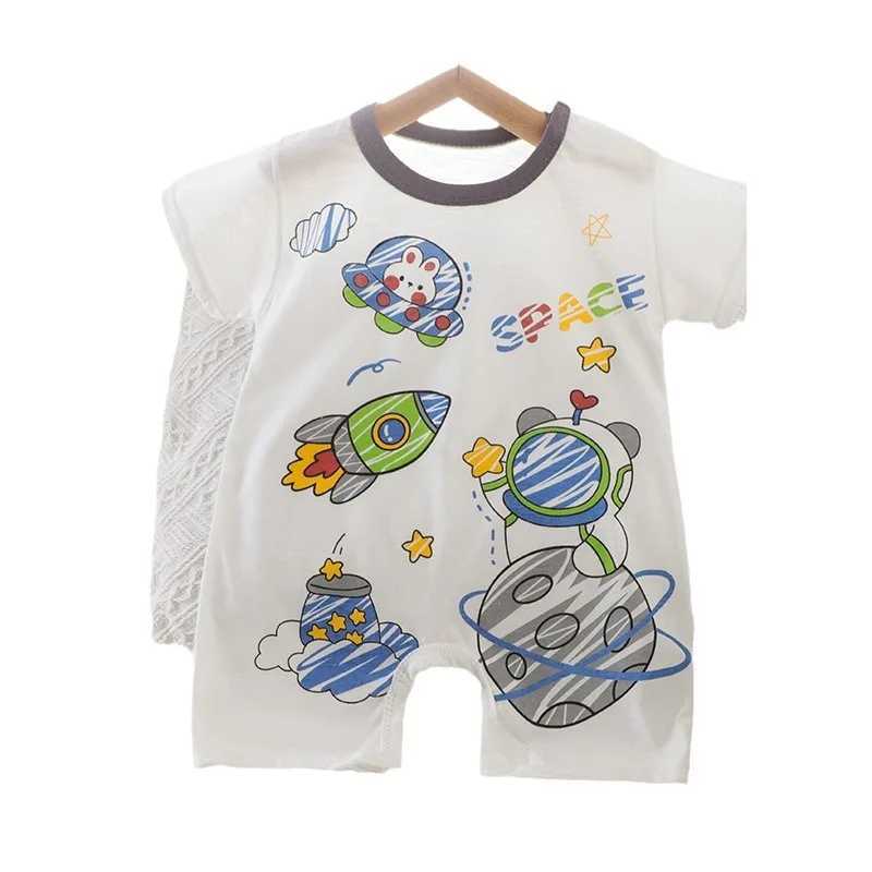 New summer baby crawling clothing newborn childrens jumpsuit boy baby thin girl short sleeved jumpsuit W240812