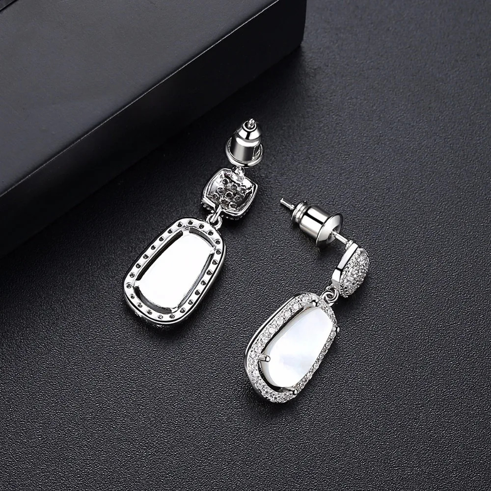LUOTEEMI Geometric Natural Shell Crystal Elegant Pendant Earrings Womens Handmade Retro Wedding Party Brincos 240810