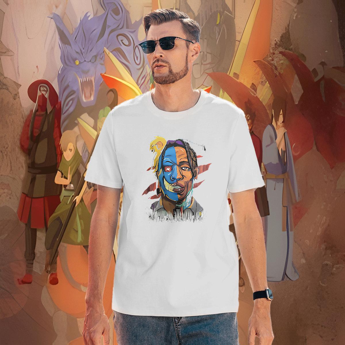 Unisex portrait T Shirt For Man Street Casual Men Tops Tees 230g 100% Cotton Free Shipping O-Neck Short Sleeve Custom Anime Wear