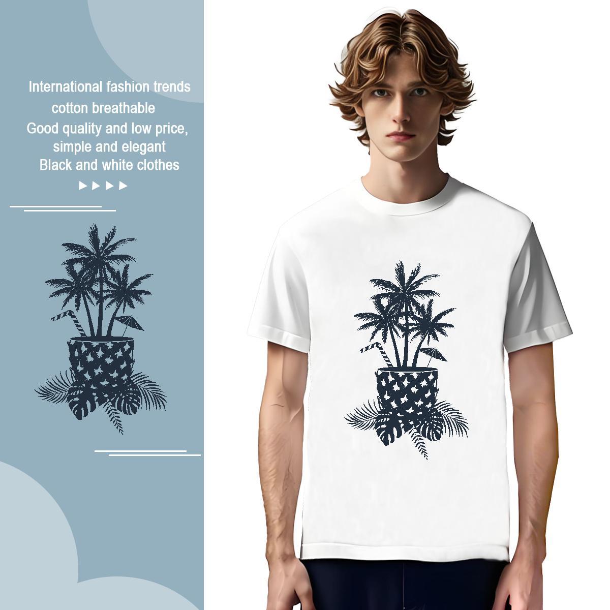 T-Shirts 100% Cotton 230g tree Summer Casual Crew Neck Breathable Oversized 3XL 4XL Men Tees New Arrival Popular Tops Tees