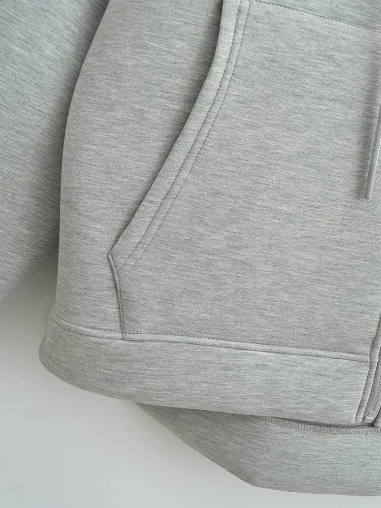 Women Autumn Winter Hoodies Fashion Casual Zipper Top Hoodie Street Style Vintage Solid Long Sleeve Loose Outerwear 240824
