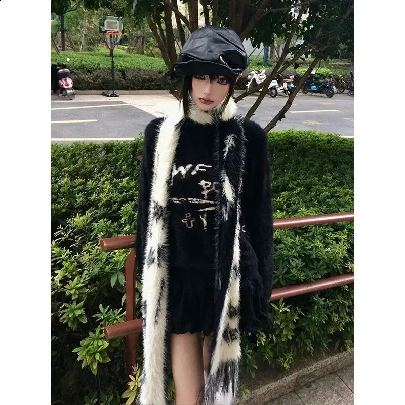 Deeptown Y2k Gothic Black Women Sweater Japanese Harajuku Fashion Knit Pullovers Loose Autumn Vintage Punk Letter Grunge Jumper 240812