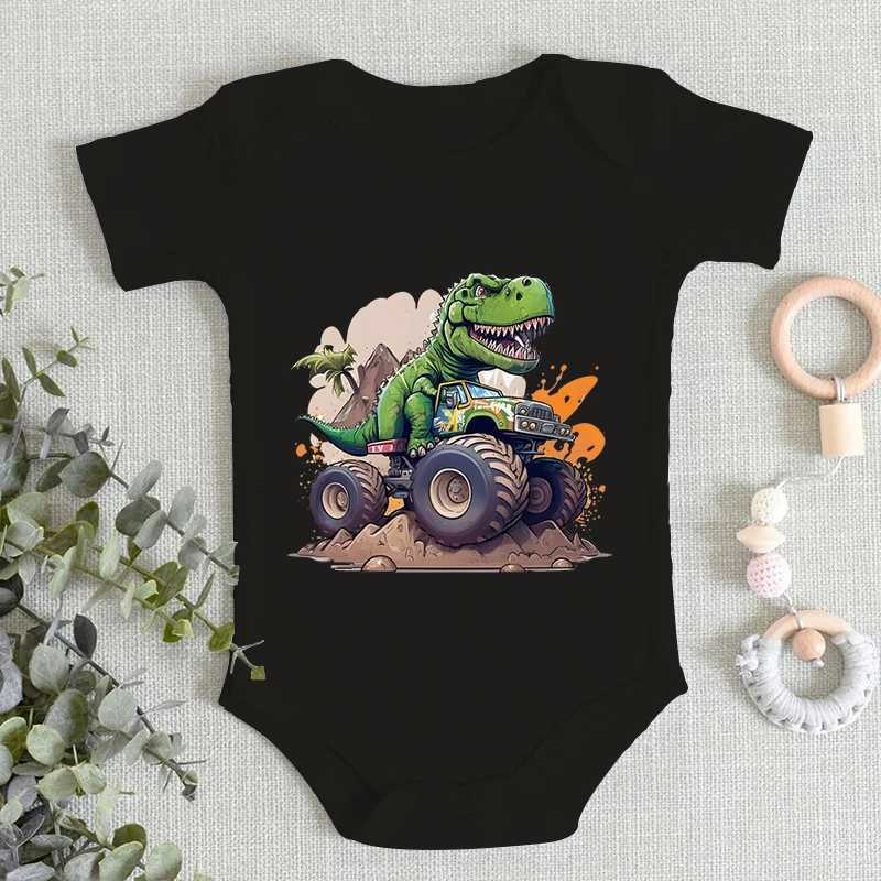 Dinosaur Monster Truck Pattern Baby Boys and Girls Tight Clothes 100% Cotton 2024 Newborn jumpsuit Fashion Creative Trend Baby jumpsuit W240812