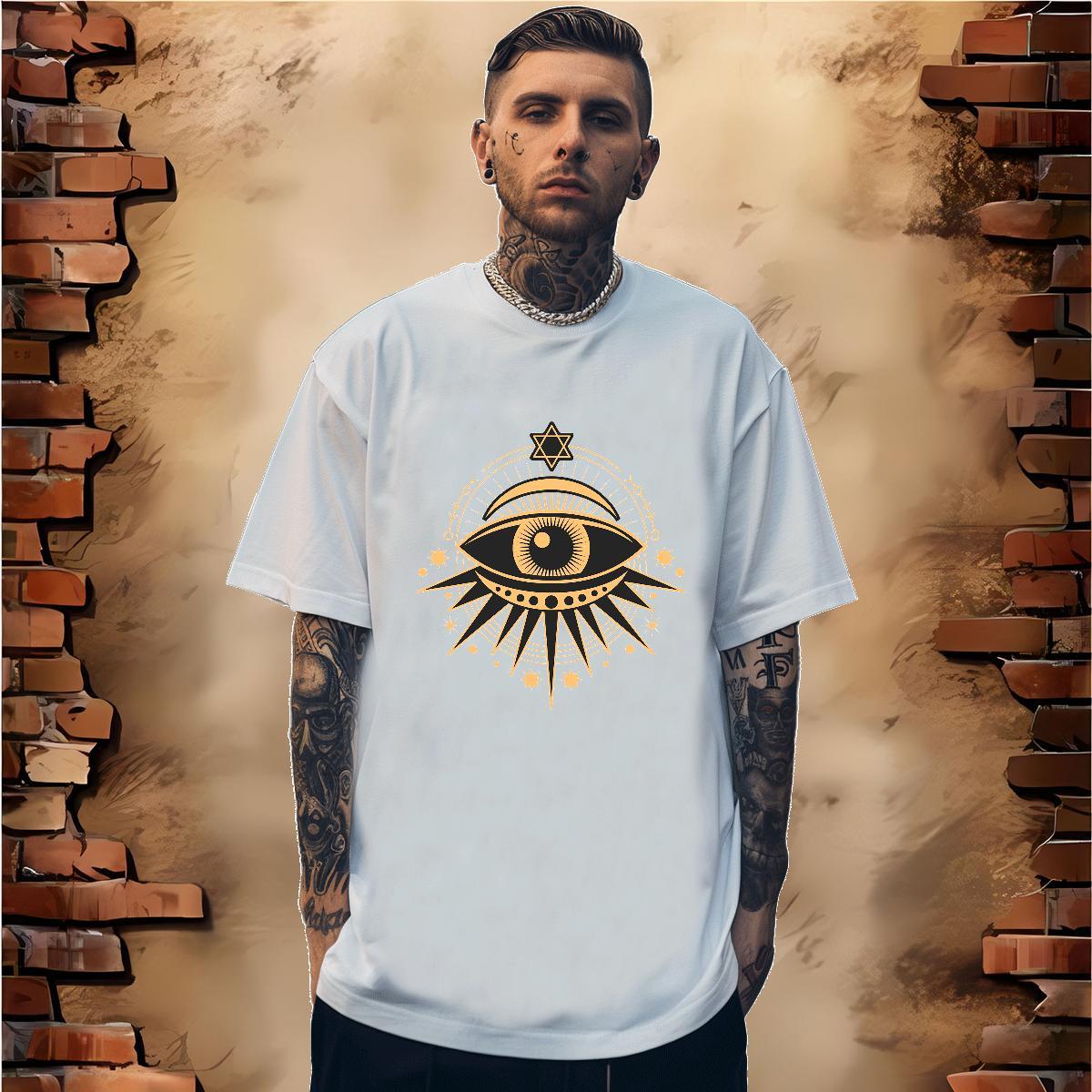 T-Shirts 230g Pure Cotton eyes Summer Casual Short Sleeve O-Neck Custom Cartoon Men Tshirts DIY Classic Tees