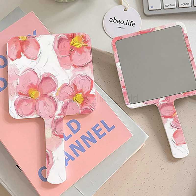 Used for eyelash extension handheld makeup mirror small mirror square mirror with handle design hand mirror compact mirror for SPA salons W240813