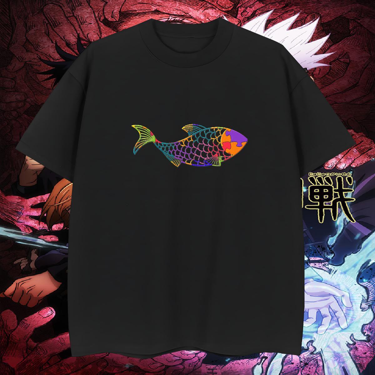 Wholesale T-Shirts for Men fish O-Neck Short Sleeve Casual Daily Wear Plus Size Cartoon 100% Cotton 230g Men Tops Tees Fashion Designer Top Tees