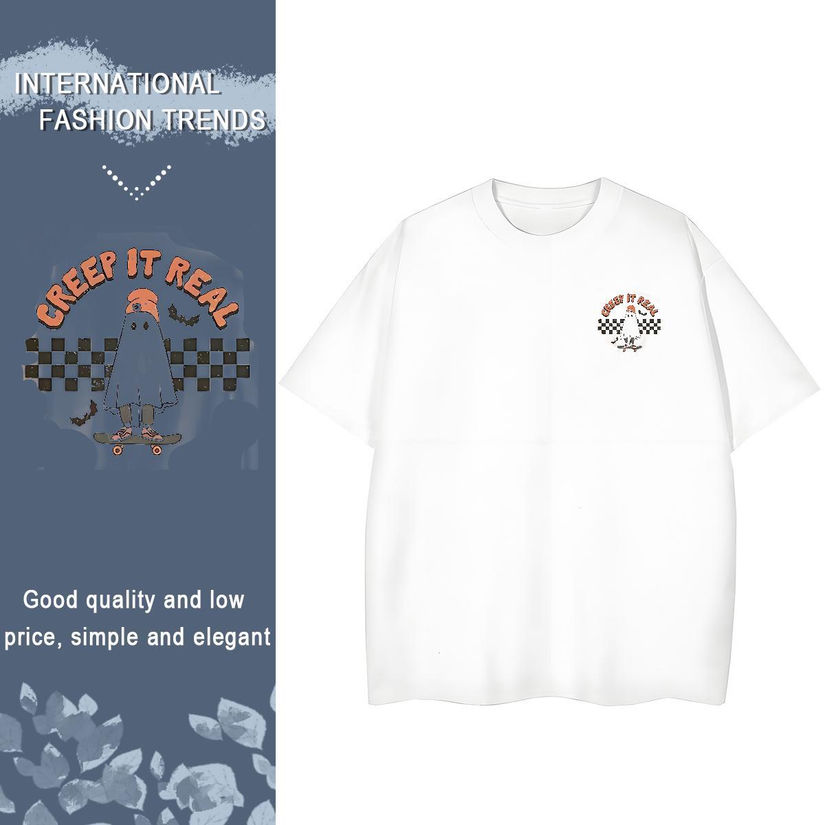 T-Shirts for Men 230g Pure Cotton monster Sports Casual O Neck Short Sleeves Oversized 3XL 4XL Mens Tshirts Brand Soft Wear