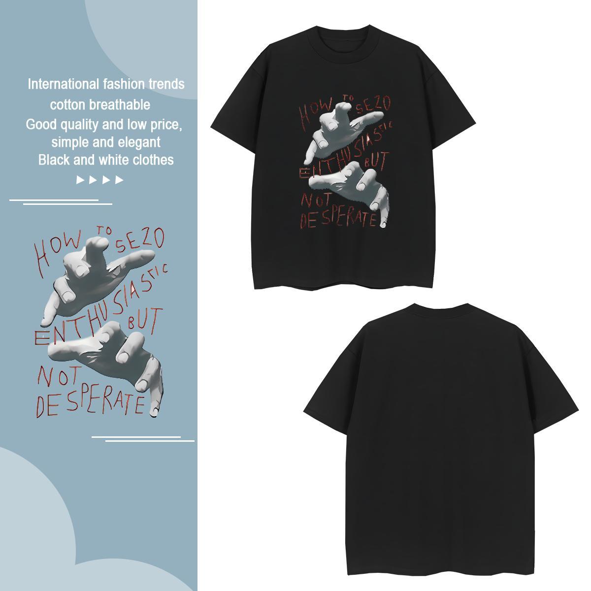 T-Shirts 230g 100% Cotton hands Hip Hop Street Pure Cotton Custom Big Size Men Tops Tees 2024 Wholesale Tees Shirts