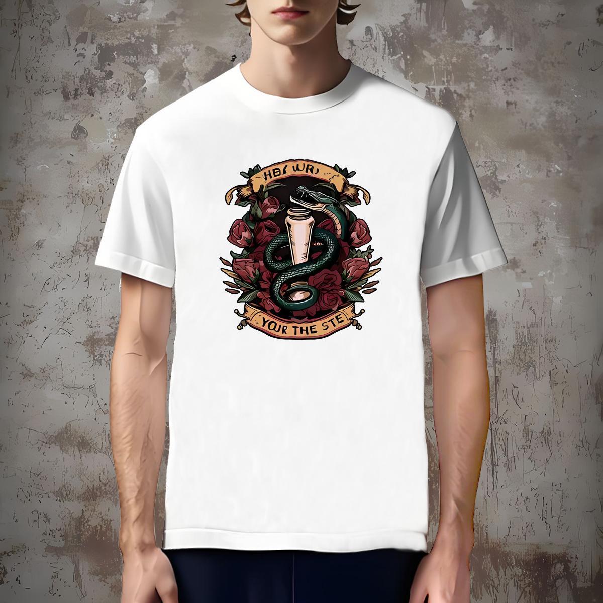 Free Shipping T Shirts Men snake Short Sleeve Soft Anime Printing Street Custom Anime 230g 100% Cotton Men Tees 2024 DIY Wear