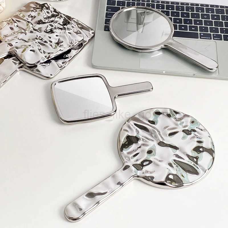 Portable handheld mirror liquid square circular makeup mirror eyelash extension makeup mirror with handle beauty tool W240813