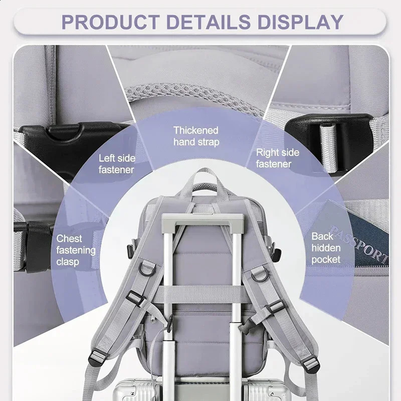 Super Charging Large Capacity Bags Business Multi functional Backpack Expandable Airplane Travel 240813