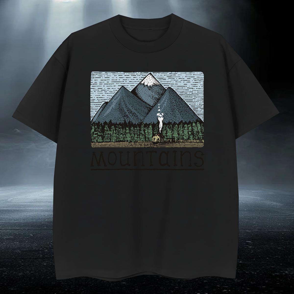 Wholesale Couples T Shirts Sport 230g Cotton Custom Print Plus Size Short Sleeve O-Neck mountains T Shirts Men Factory Direct Tshirts