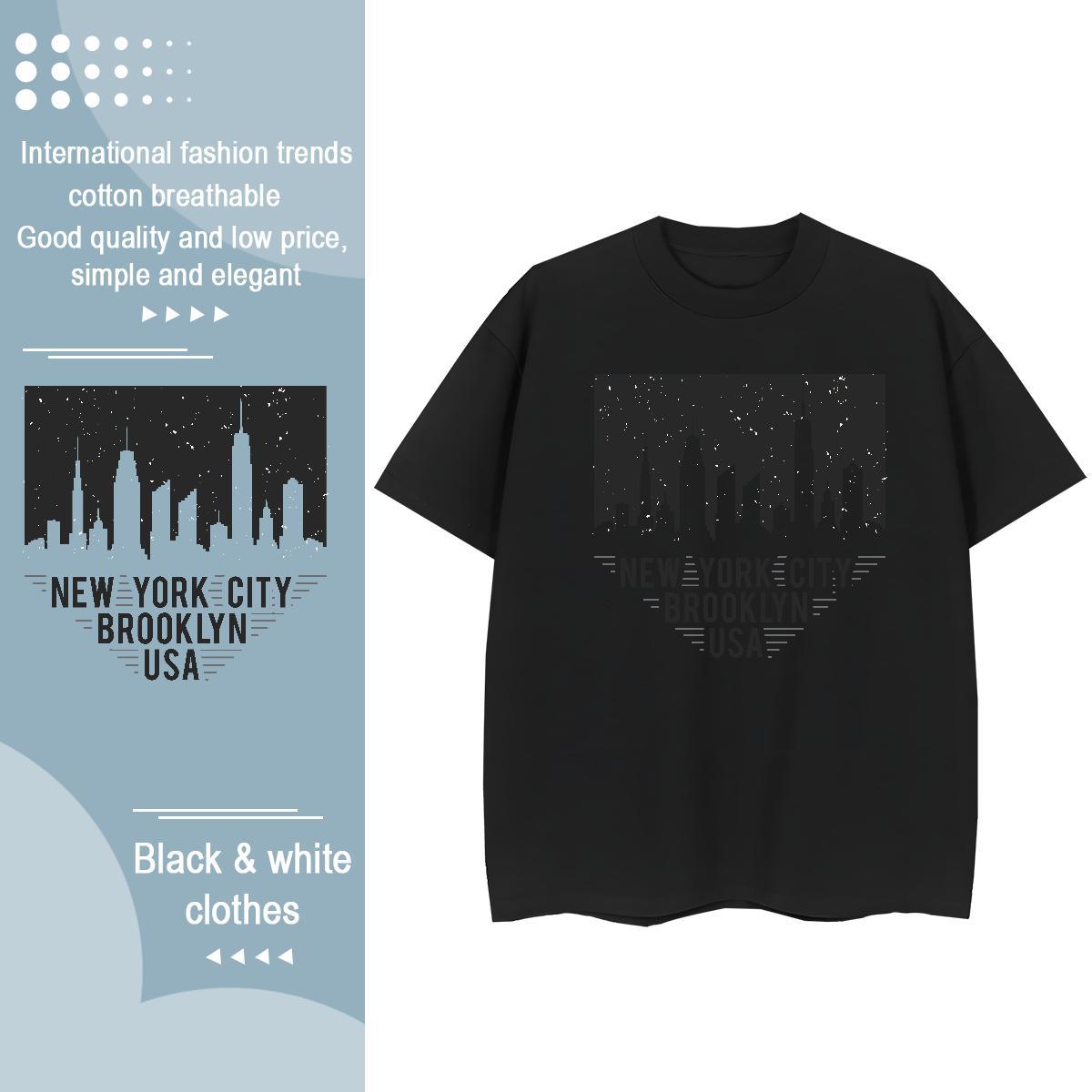 Free Shipping Mens T Shirts Tall buildings Breathable Soft Sport Anime Print 230g Pure Cotton Men Tees Classic Casual Clothes