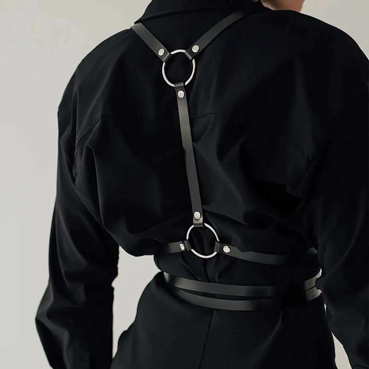 Fashion shoulder straps leather underwear body straps tight corset hangers womens Gothic fetish clothing shoulder straps womens accessories W240807