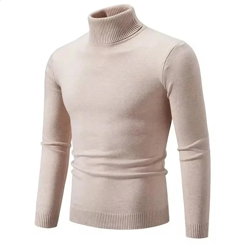 Trend Mens High Collar Sweaters Pullover Knitted Warm and Casual 240812