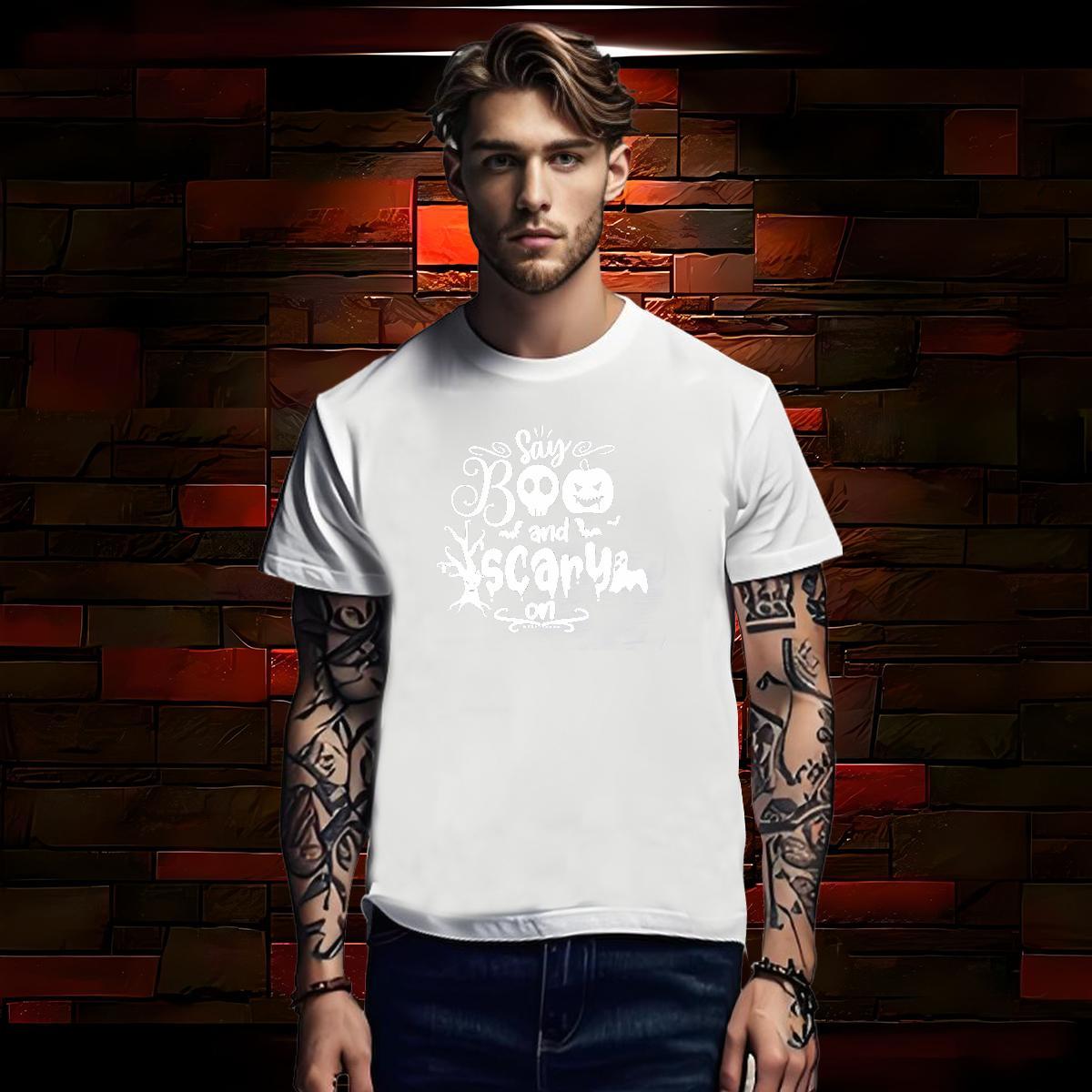 T Shirt For Man 230g Cotton halloween Daily Outfit O-Neck Short Sleeve DIY Printed Men Tshirts DIY Customized Popular Tees