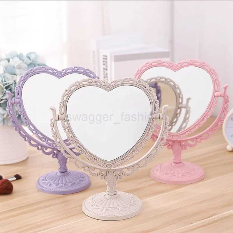 Desktop Makeup Mirror Heart Shape Makeup Vanity Portable Double-side Vanity Mirror Hand Mirror Cosmetic Compact Mirror for WomenXJ240813