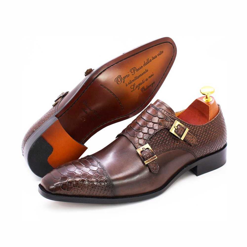 CMM Leather Shoes Mens New Business Casual Leather Shoes Leather Double Button Cover Shoes Mens Shoes