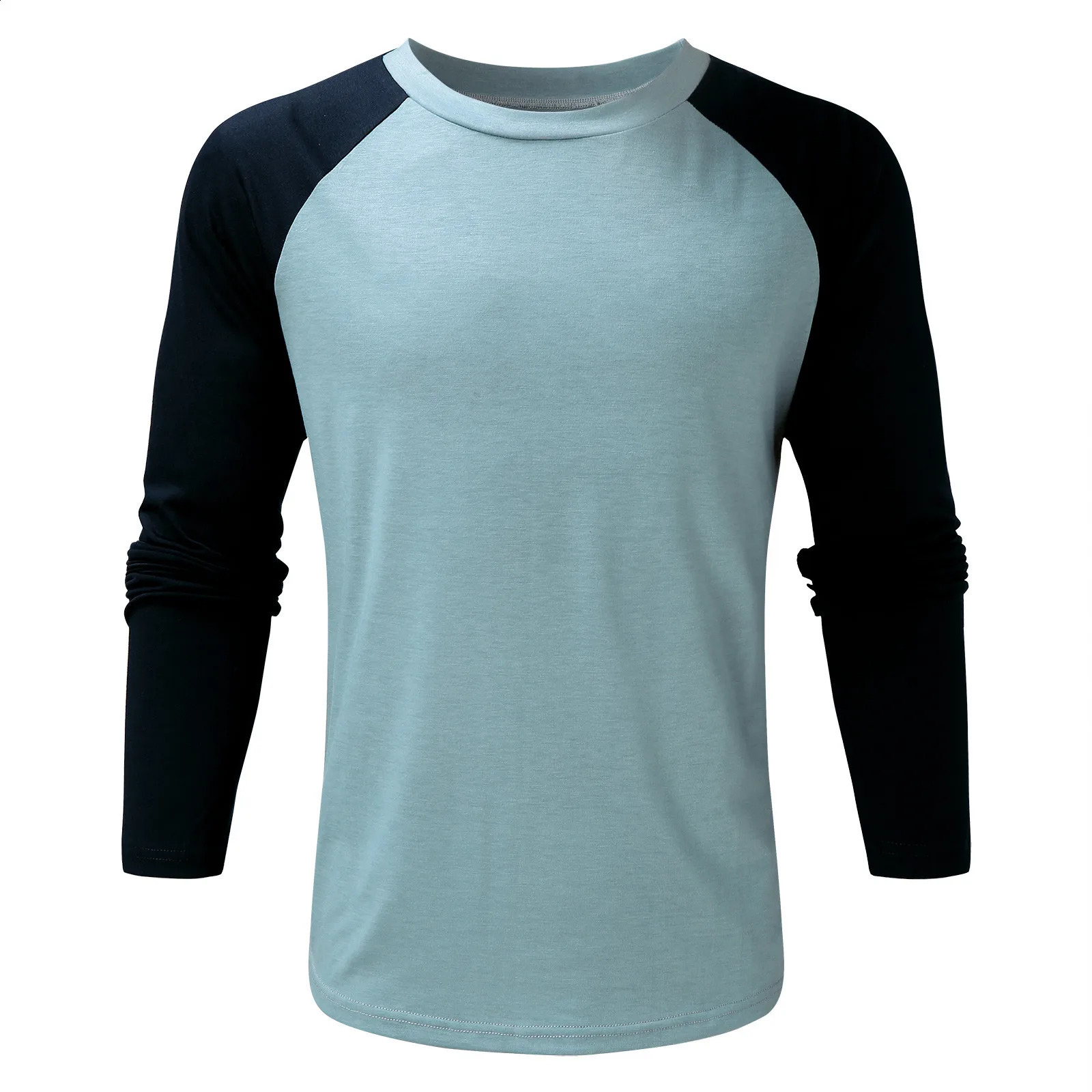 Mens Autumn Patchwork Long Sleeve T-shirt Slim Casual Fashion O Neck Pullover Top Daily Sports Oversized T Shirt Men Camisetas 240812