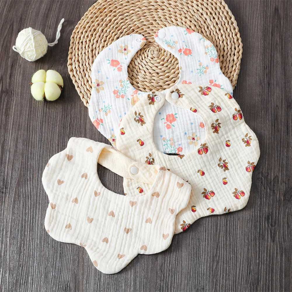 Bibs Burp Cloths Cotton Gauze Print Baby Bibs New Wave Absorbent Saliva Towel Newborn Burp Cloths Bandana Scarf for Boys Girls Feeding Drool BibL4812