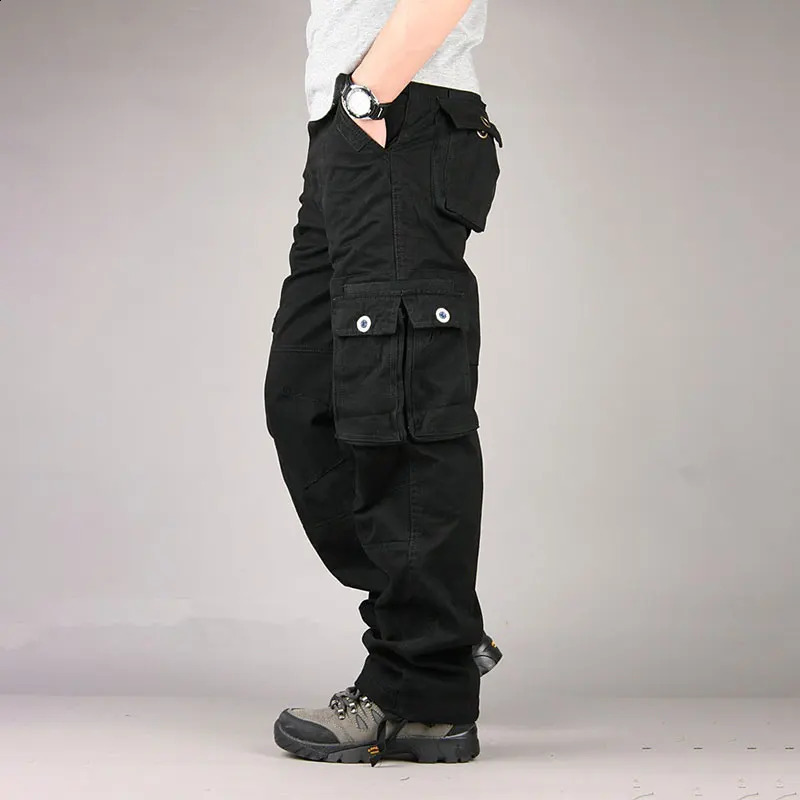 Spring and autumn mens cargo pants cotton casual multi pocket Pantalon fashion tactical 240812
