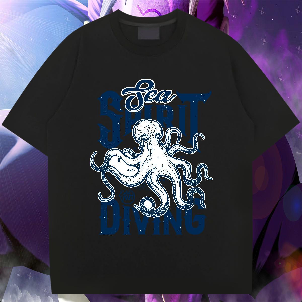 Cool Design Men Tops Tees Hip Hop 230g Pure Cotton Anime Print Breathable Short Sleeve Mens T Shirts Fashion New Tee Shirt