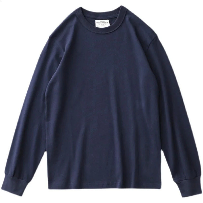 Autumn American Retro Heavyweight 280g Long Sleeve O-neck Solid Color T-shirt Mens Fashion Pure Cotton Washed Casual Loose Tops 240812
