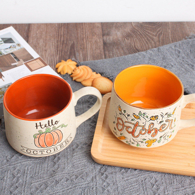 New Pumpkin Ceramic with Small Heat Transfer Mug Personalized Printed Pattern Welfare Gift Cup