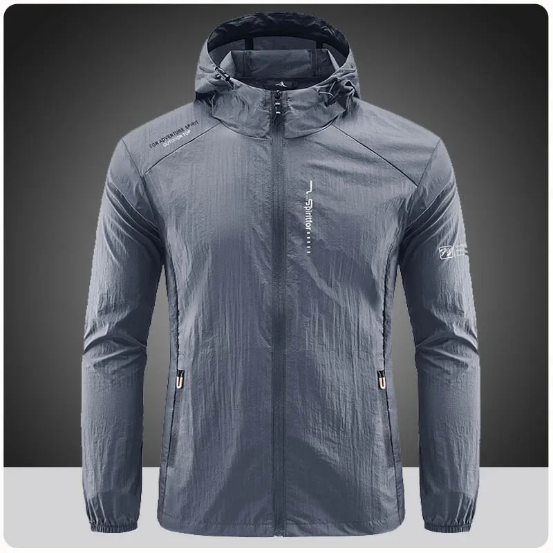 Summer outdoor quick drying thin jacket for men hiking fishing cycling hooded gym sports windproof ultra light 240812