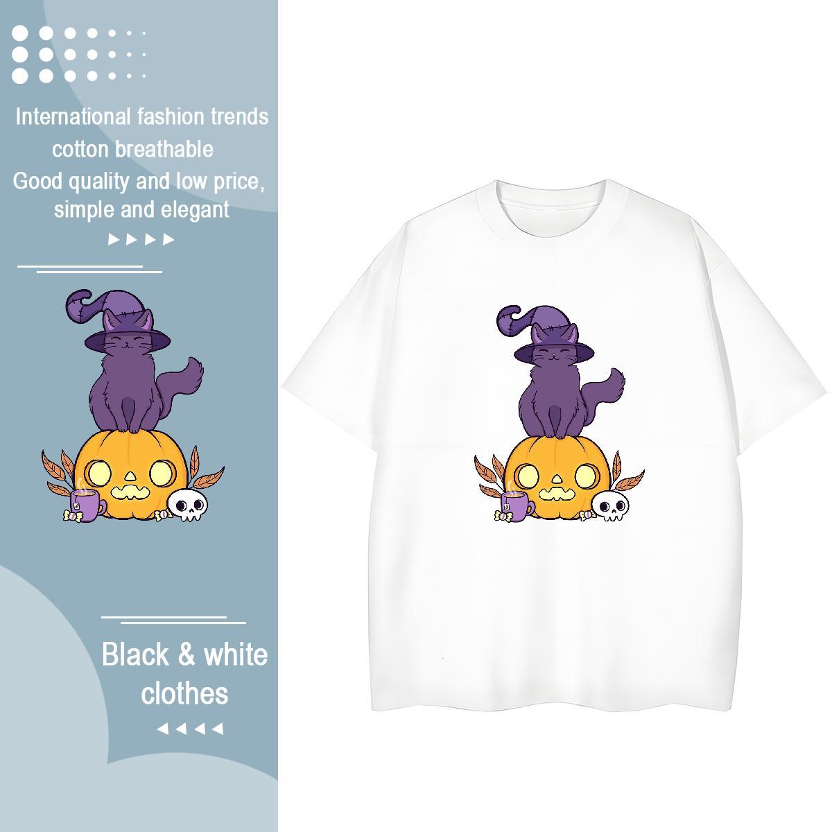 Cool Design T-Shirts for Men pumpkin Breathable Casual Custom Cartoon 230g Pure Cotton Men Clothes T-Shirt DIY Customized Tops Tees