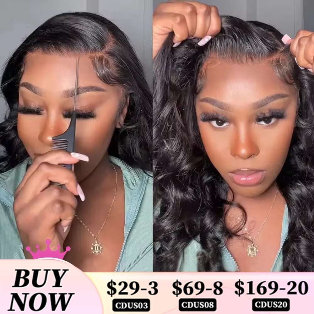 Vrvogue Wear Go Glueless Natural Black Body Wave Front 100% Human Hair 6X4 HD Lace Closure Wig For Woman On Sale