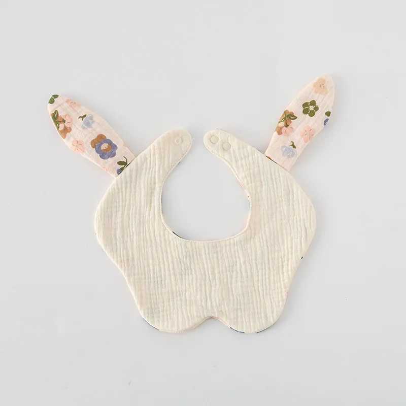 Bibs Burp Cloths Korean Style New Rabbit Bear Ears Cotton Gauze Baby Bibs Infant Bib Newborn Soft Burp Cloths for Boy Girl Feeding Saliva TowelL4812