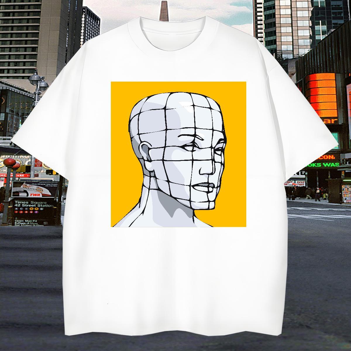 Man T Shirts 100% Cotton 230g portrait High Street Hip Hop Short Sleeve O-Neck Custom Print Oversized Men Tops Tees Designer Fashion Wholesale Tee Shi
