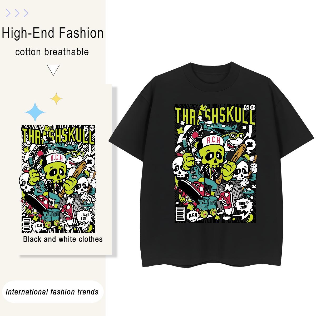 Loose Fit Men Clothes T-Shirt Casual 230g Cotton Custom Cartoon Short Sleeve Soft ET Mens T Shirts Brand Tops Shirt