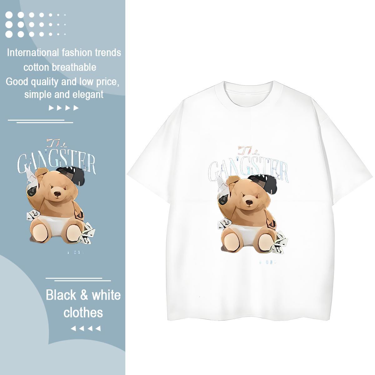 High Quality T-Shirts bear Short Sleeve Soft Street wear Hip Hop Graphic 230g Cotton Men Tops Tees Custom Tees Shirts
