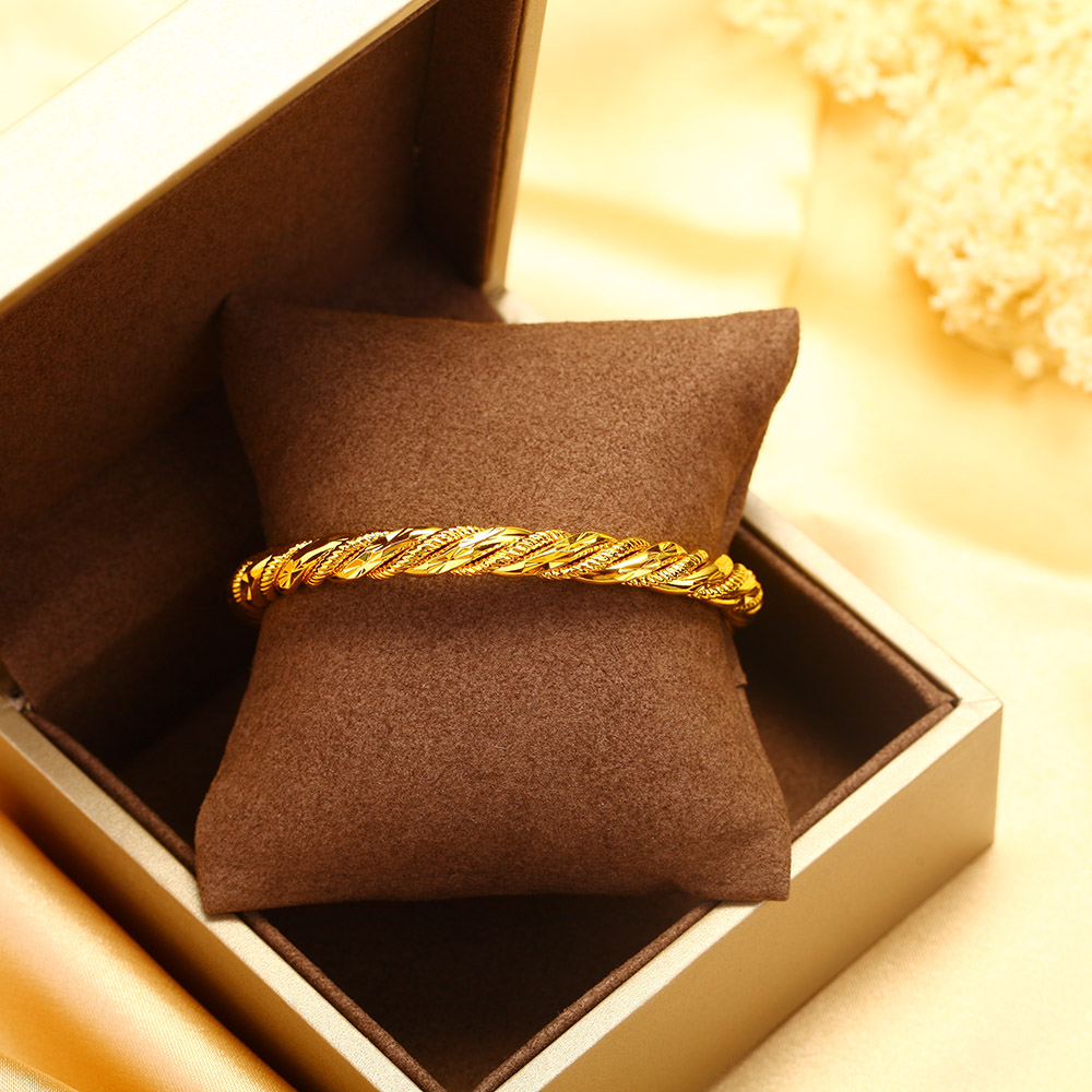 nature gold bangle twist luxury bangles designer bracelet women 24k gold plated copper hip hop jewelry cuban link bracelet charm bracelet dubai bracelet luxe gift