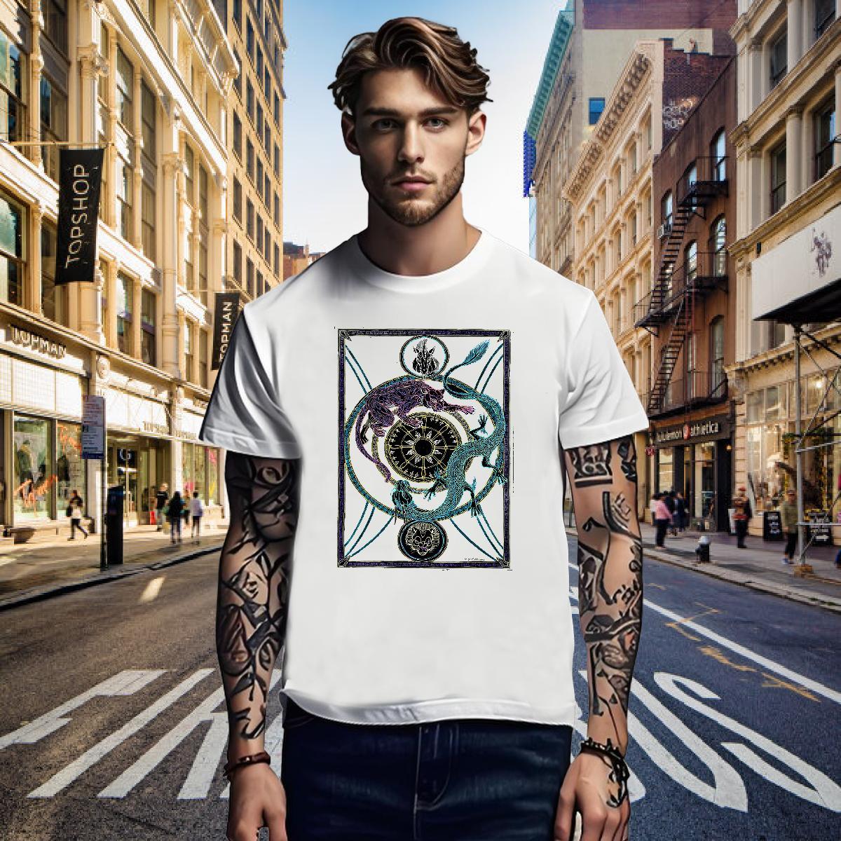 T-Shirts for Men 230g 100% Cotton dragon Street Wear Round Neck Short Sleeve Custom Printing Men Clothes T-Shirt Brand TOP Quality Tops