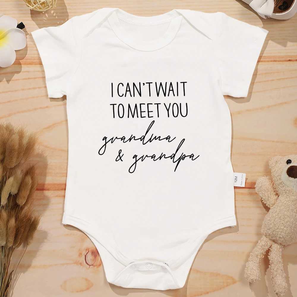 I cant wait to see you grandma and grandpa newborns boys girls pregnancy clothes cotton babies Onesie exquisite gifts W240812