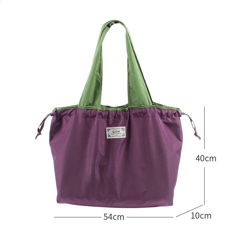 Large Capacity Reusable Drawstring Bag Nylon Foldable Grocery Collapsible Shopping Eco Polyester Beach Bags 240812ZYl